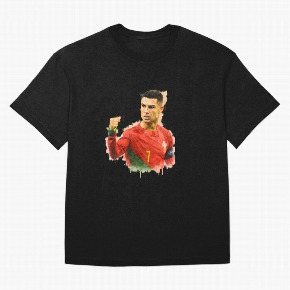 CR7 Cristiano Ronaldo potrait a powerful moment artwork Oversized T-Shirt Represent Football Lovers during FIFA World Cup 2026 Group Stage for Fans of Mbappe and Neymar and Brazil, Bringing Vintage Soccer Flavor, Modern Football Stars, National