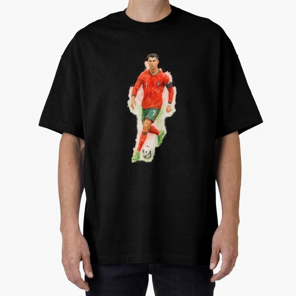 CR7 Cristiano Ronaldo a powerful moment artwork Oversized T-Shirt Join FIFA World Cup 2026 USA Canada Mexico for Fans of Haaland and Mbappe and Argentina, Bringing Sports Nostalgia, International Competition, Famous Players and Unforgettable
