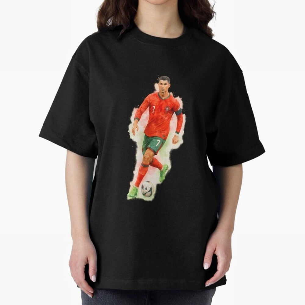 CR7 Cristiano Ronaldo a powerful moment artwork Oversized T-Shirt Join FIFA World Cup 2026 USA Canada Mexico for Fans of Haaland and Mbappe and Argentina, Bringing Sports Nostalgia, International Competition, Famous Players and Unforgettable