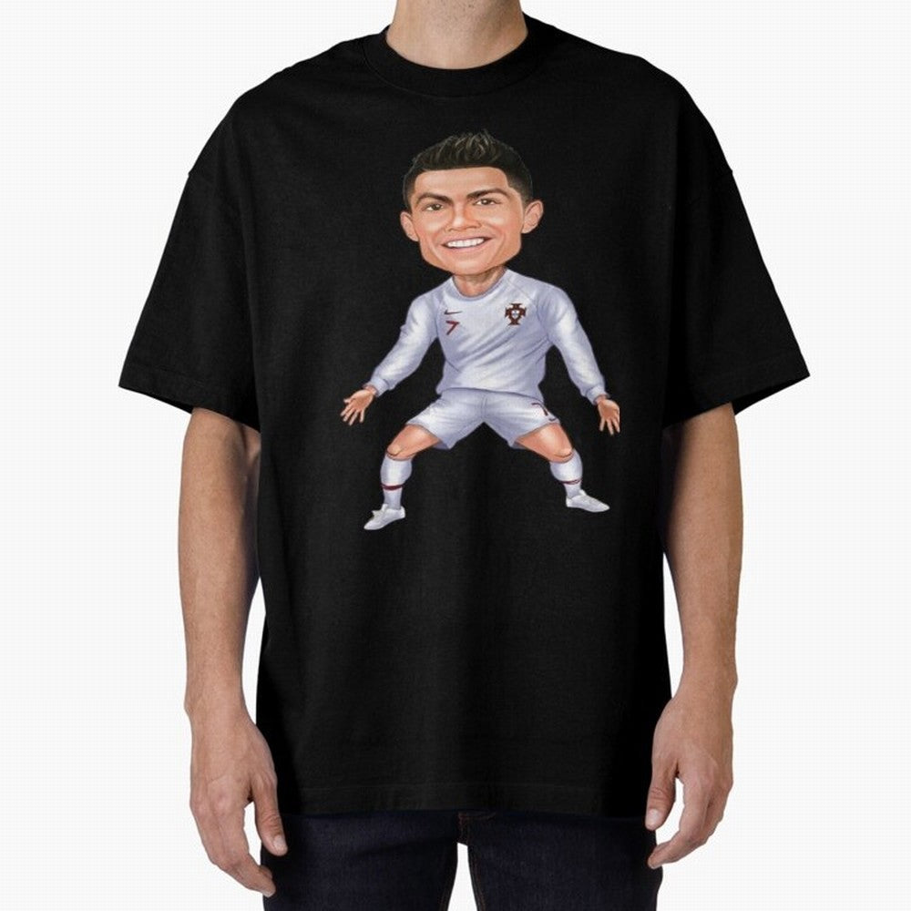 Cristiano Ronaldo Cartoon Oversized T-Shirt Carry the Colors and Pride of Match Day Hype around FIFA World Cup 2026, Messi and Cristiano Ronaldo, England, Match Day Excitement, Supporter Culture, Golden Goals and Global Football Passion; Great for