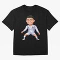 Cristiano Ronaldo Cartoon Oversized T-Shirt Carry the Colors and Pride of Match Day Hype around FIFA World Cup 2026, Messi and Cristiano Ronaldo, England, Match Day Excitement, Supporter Culture, Golden Goals and Global Football Passion; Great for
