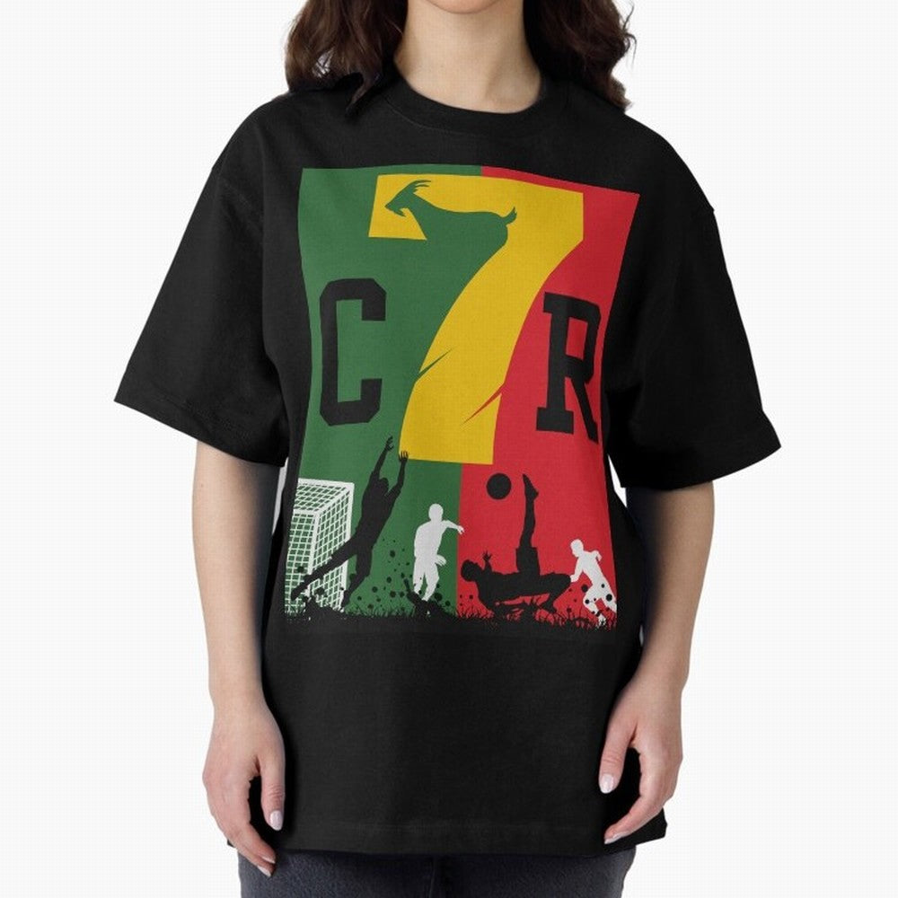 Portugal The Goat CR 7 World Cup 2026 Oversized T-Shirt Bring Legendary Rivalry Energy to FIFA World Cup 2026 for Fans of CR7 and Germany, Bringing Vintage Soccer Flavor, Modern Football Stars, National Flags and Final Night Emotion; Ideal for