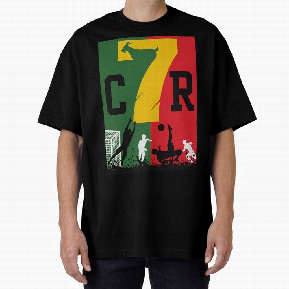 Portugal The Goat CR 7 World Cup 2026 Oversized T-Shirt Bring Legendary Rivalry Energy to FIFA World Cup 2026 for Fans of CR7 and Germany, Bringing Vintage Soccer Flavor, Modern Football Stars, National Flags and Final Night Emotion; Ideal for