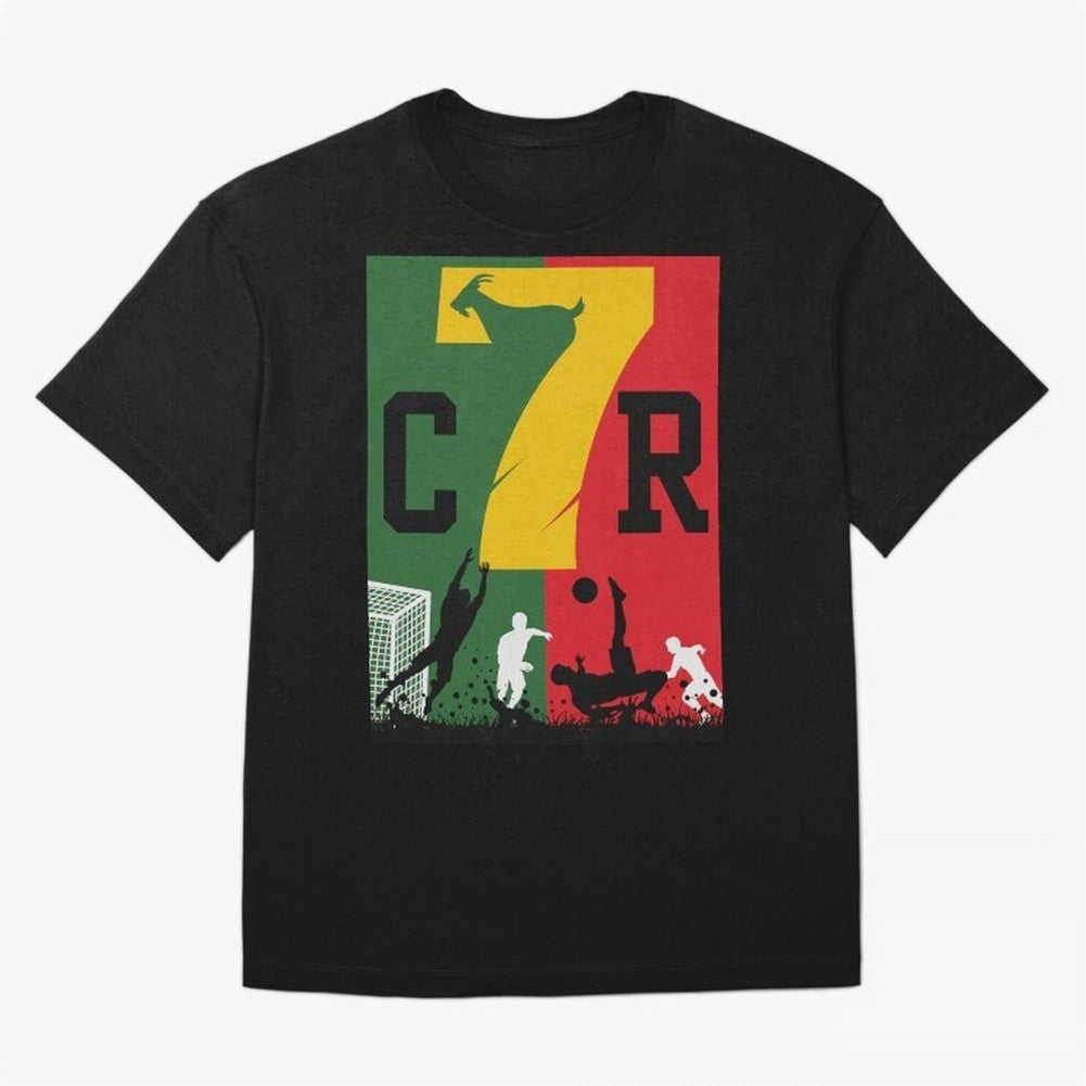 Portugal The Goat CR 7 World Cup 2026 Oversized T-Shirt Bring Legendary Rivalry Energy to FIFA World Cup 2026 for Fans of CR7 and Germany, Bringing Vintage Soccer Flavor, Modern Football Stars, National Flags and Final Night Emotion; Ideal for