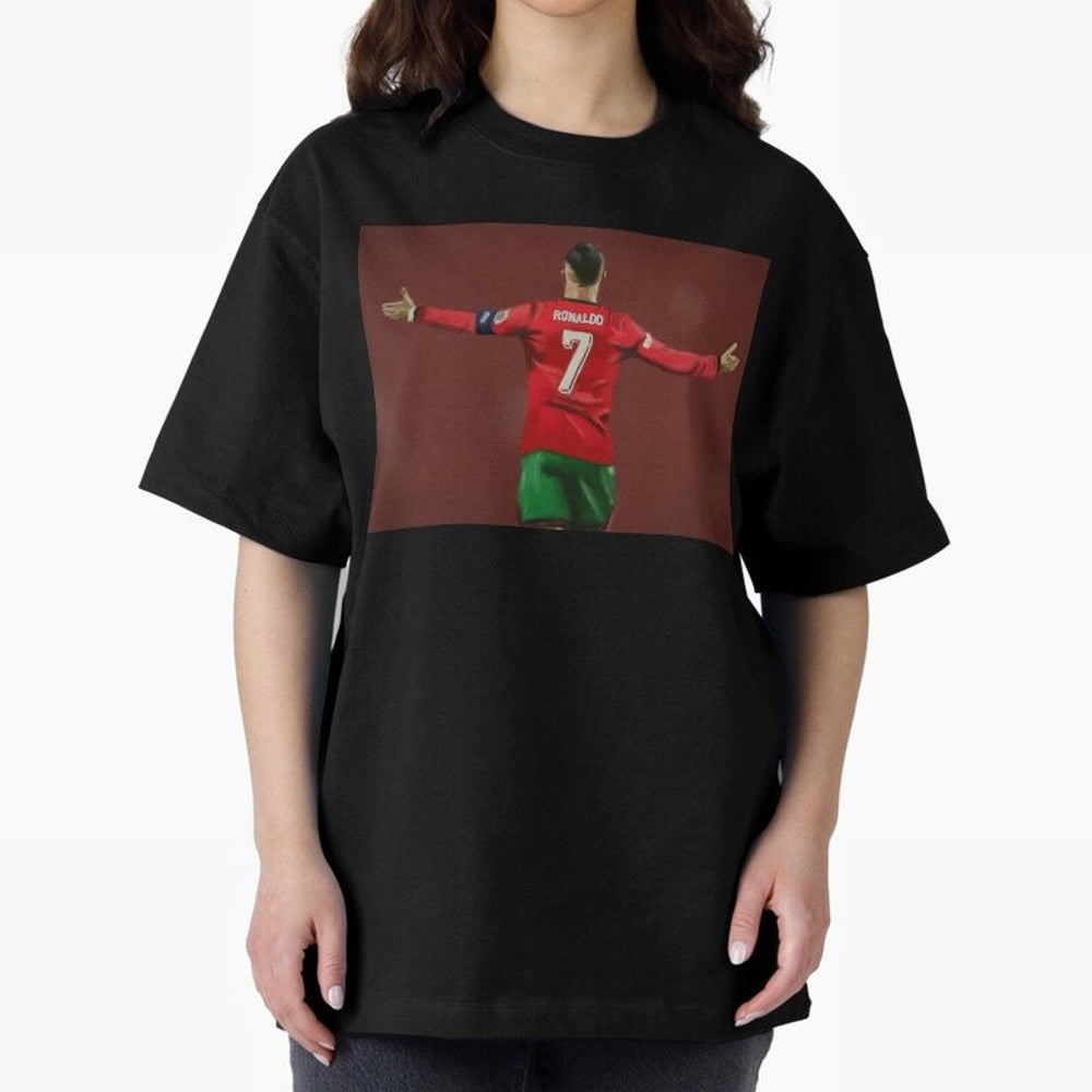 Cristiano Ronaldo portrait painting Oversized T-Shirt Join the Countdown to FIFA World Cup 2026 USA Canada Mexico Spirit, Filled with Argentina and Brazil, Cristiano Ronaldo, Soccer Culture, Superstar Moments, National Team Dreams and Competitive