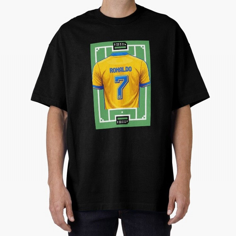 Cristiano Ronaldo Al-Nassr 8-Bit Soccer Football Oversized T-Shirt Keep Football History Alive during FIFA World Cup 2026 USA Canada Mexico Spirit, Made for Spain, Mbappe, Sports Nostalgia, International Competition, Famous Players and