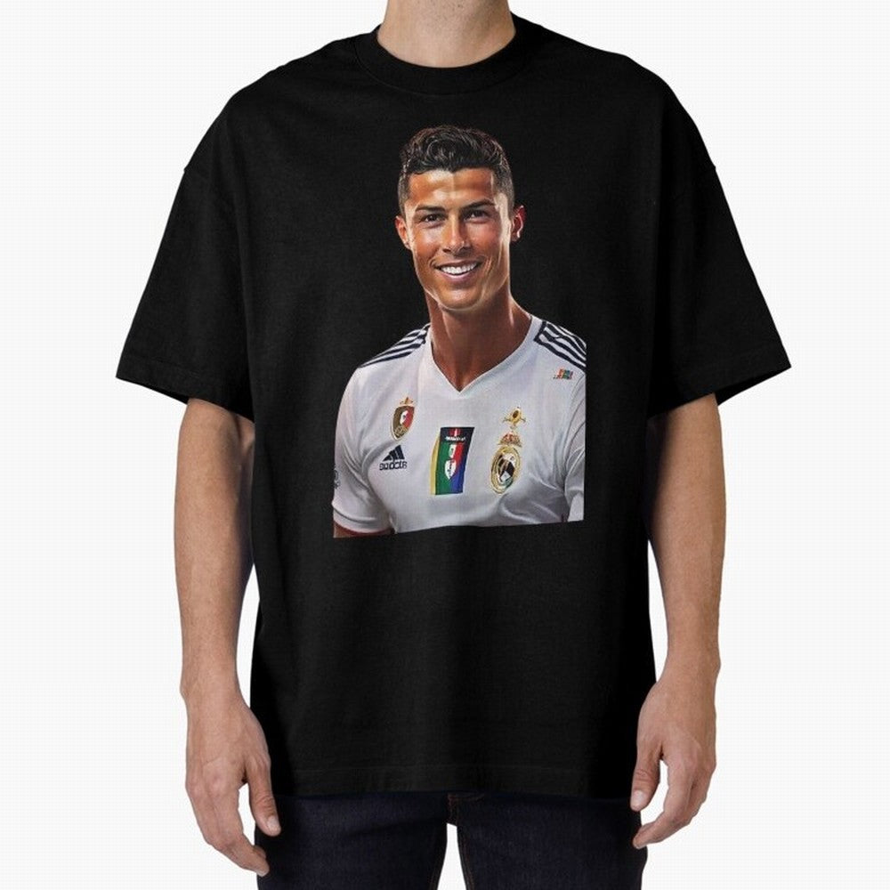 smiling Cristiano Ronaldo Oversized T-Shirt Treasure FIFA World Cup 2026 Inspired by Haaland, Argentina, France and Brazil Energy, Stadium Chants, National Pride, Trophy Dreams and Unforgettable Football Memories; Great for Supporters Who Love