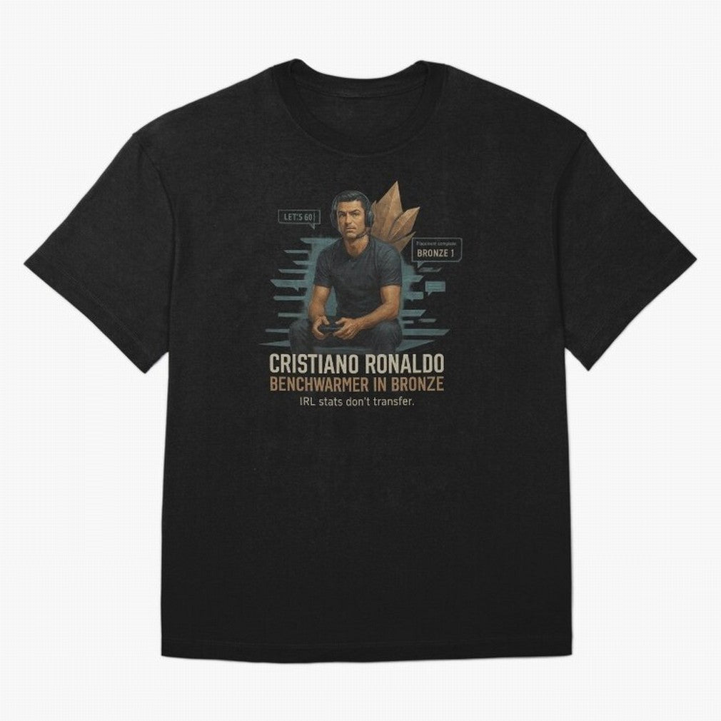 Cristiano Ronaldo Bronze Gamer ¨C Benchwarmers IRL Stats Don¡¯t Transfer Oversized T-Shirt Bring Match Day Fire to FIFA World Cup 2026 Spirit, Celebrating Argentina, Cristiano Ronaldo, Soccer Culture, Superstar Moments, National Team Dreams and