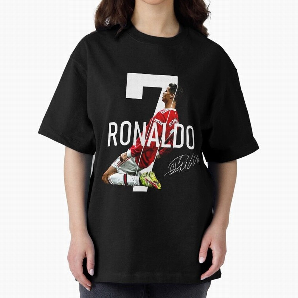 Cristiano Ronaldo - CR7 Oversized T-Shirt Capture Global Football Passion for FIFA World Cup 2026, Capturing Messi and Cristiano Ronaldo, Brazil, Championship Spirit, Famous Goals, Roaring Crowds and International Football Unity; Made for