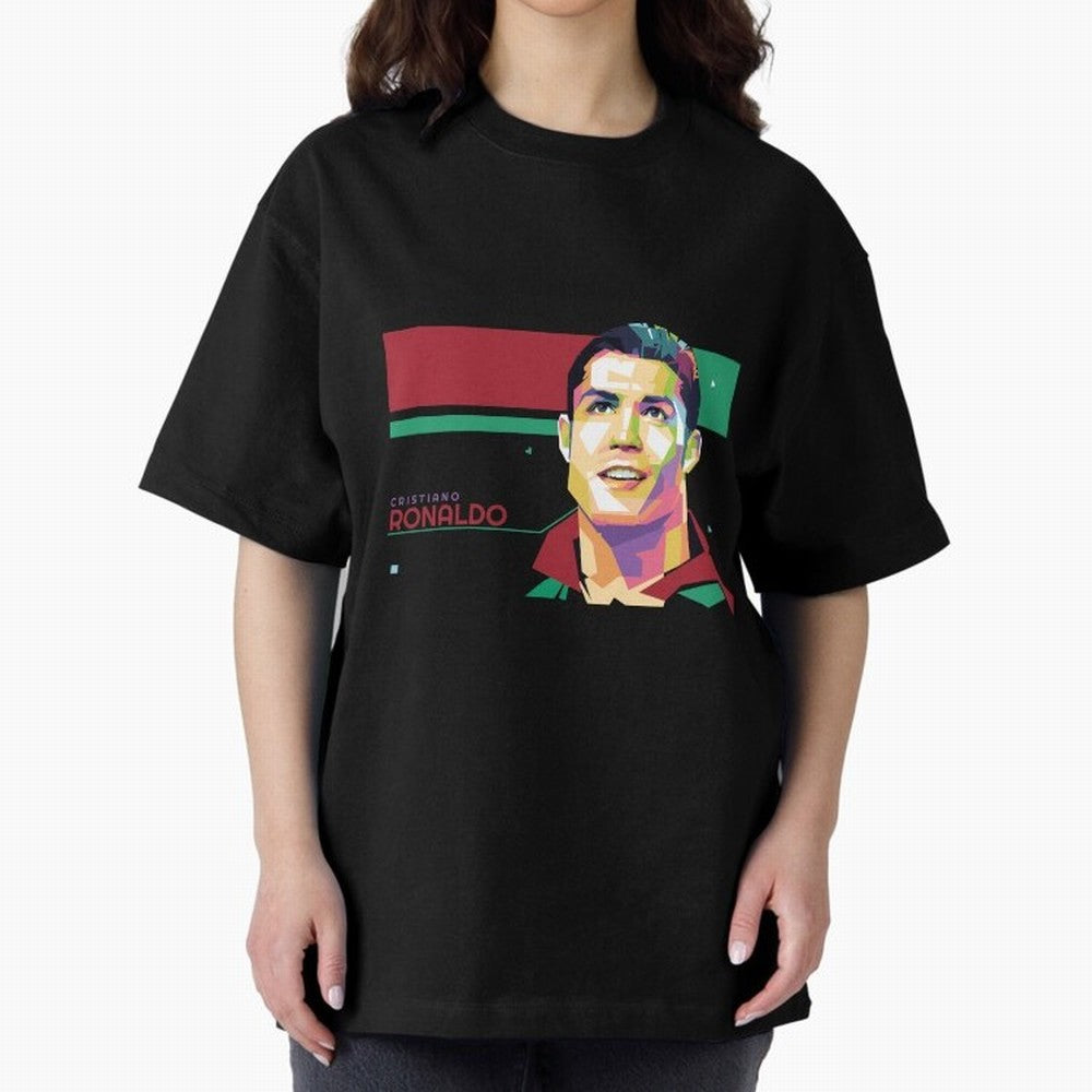 Cristiano Ronaldo ¨C Legendary Football Star & GOAT Artwork Oversized T-Shirt Keep Football History Alive during the FIFA World Cup 2026 USA Canada Mexico Journey through CR7 and Messi Highlights, Argentina and Brazil Pride, Worldwide Fan Energy,