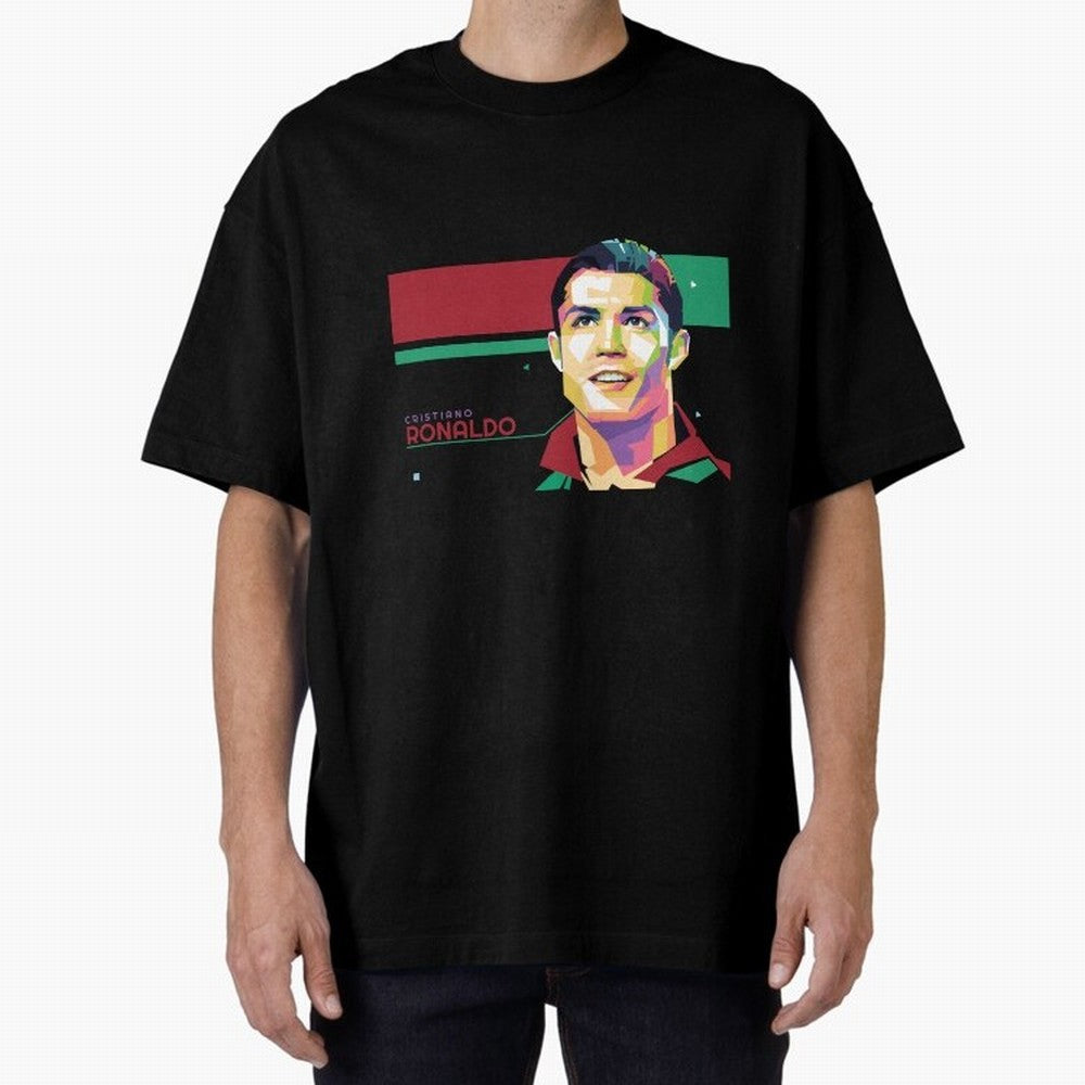 Cristiano Ronaldo ¨C Legendary Football Star & GOAT Artwork Oversized T-Shirt Keep Football History Alive during the FIFA World Cup 2026 USA Canada Mexico Journey through CR7 and Messi Highlights, Argentina and Brazil Pride, Worldwide Fan Energy,