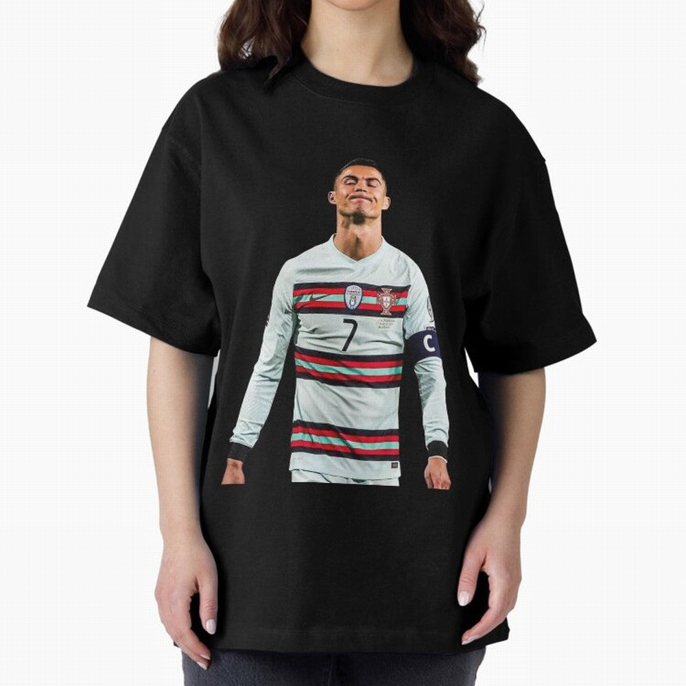 Cristiano Ronaldo Design Oversized T-Shirt Show Your Tournament Heart for FIFA World Cup 2026 USA Canada Mexico Centered on Mbappe and Neymar, Brazil Energy, Retro Football Energy, Iconic Rivalries, Trophy Chase Drama and Stadium Atmosphere; Ideal