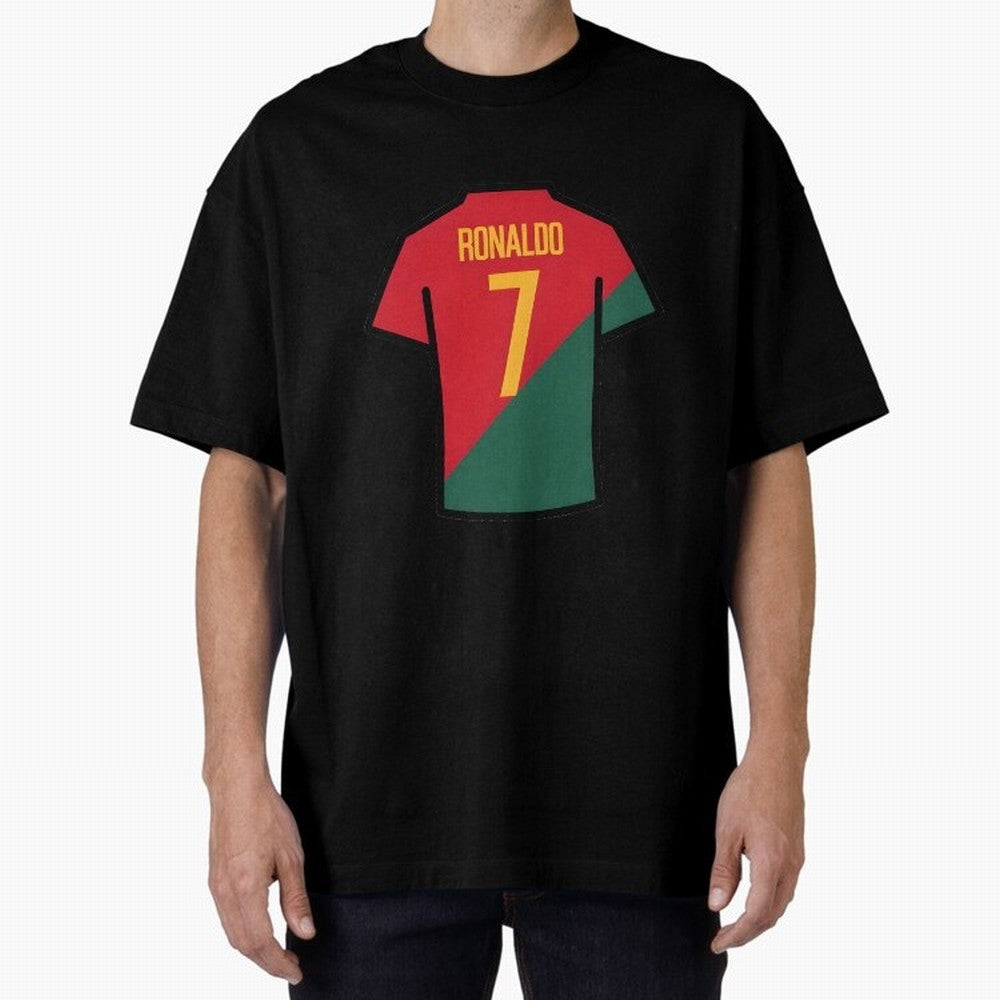 Ronaldo Portugal Jersey Oversized T-Shirt Celebrate Soccer Greatness during FIFA World Cup 2026 for Fans of Cristiano Ronaldo and England and Germany, Bringing Football History, Final Match Energy, Crowd Noise and Once in a Lifetime Moments;