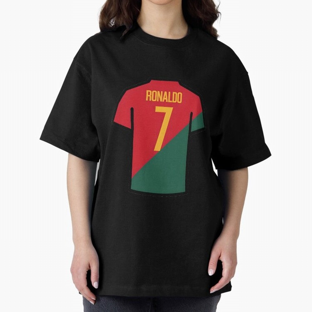 Ronaldo Portugal Jersey Oversized T-Shirt Celebrate Soccer Greatness during FIFA World Cup 2026 for Fans of Cristiano Ronaldo and England and Germany, Bringing Football History, Final Match Energy, Crowd Noise and Once in a Lifetime Moments;