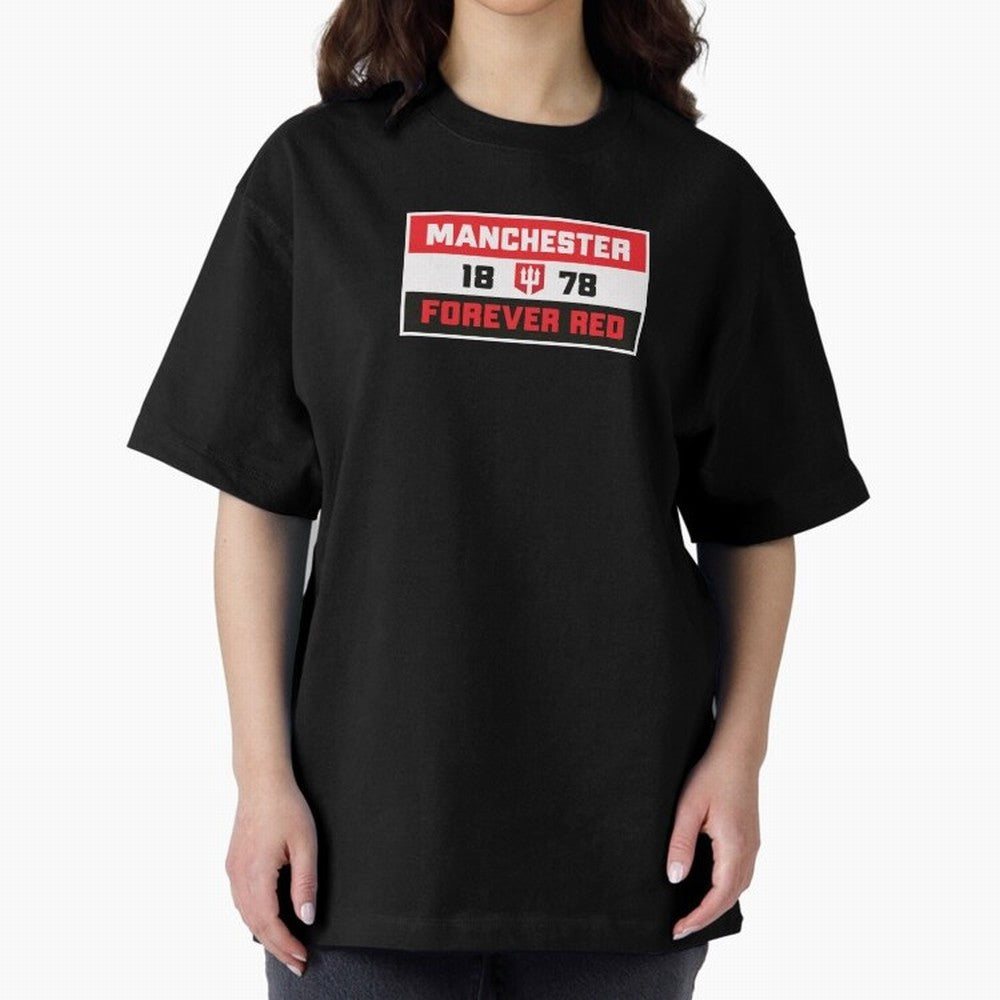 Manchester Forever Red Oversized T-Shirt Experience the Global Stage of FIFA World Cup 2026 USA Canada Mexico Capturing Messi and Cristiano Ronaldo, Brazil, Portugal and Argentina Energy, Fan Favorite Moments, National Team Passion, Big Match Drama