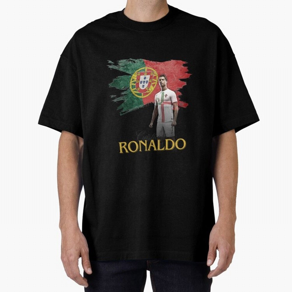 Cristiano Ronaldo - Portugal Flag Tribute (SIUUU!) Oversized T-Shirt Cheer through Every Moment of FIFA World Cup 2026 Spirit, Highlighting England and Germany, CR7 and Messi, Stadium Memories, Football Loyalty, International Chants and