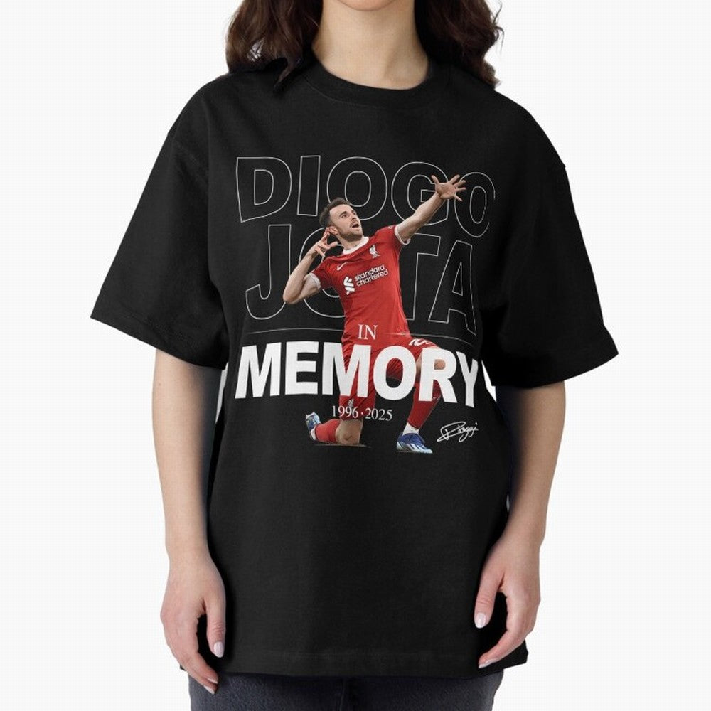 Diogo Jota In Memory Oversized T-Shirt Honor Football Greatness during FIFA World Cup 2026 Spirit, Driven by Argentina and Brazil, CR7 and Messi, Match Day Excitement, Supporter Culture, Golden Goals and Global Football Passion; Made for Collectors
