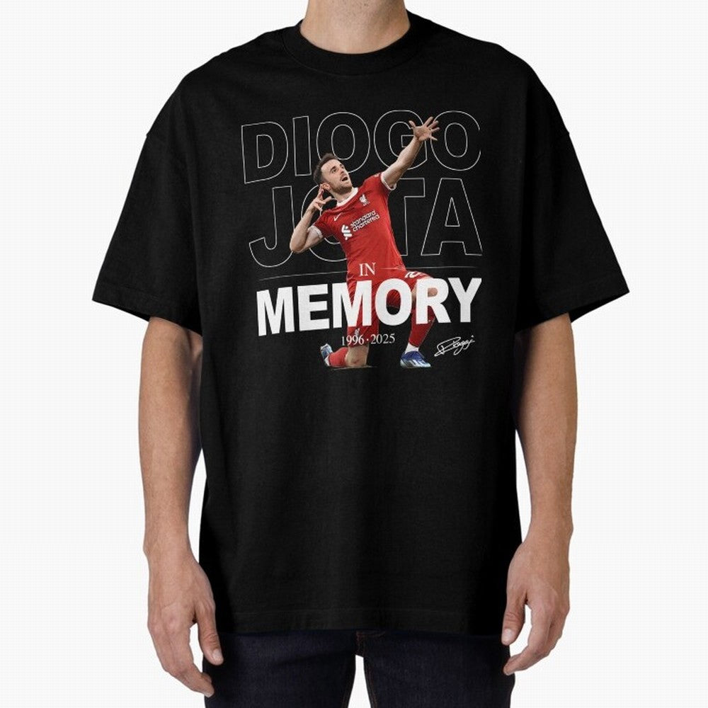 Diogo Jota In Memory Oversized T-Shirt Honor Football Greatness during FIFA World Cup 2026 Spirit, Driven by Argentina and Brazil, CR7 and Messi, Match Day Excitement, Supporter Culture, Golden Goals and Global Football Passion; Made for Collectors