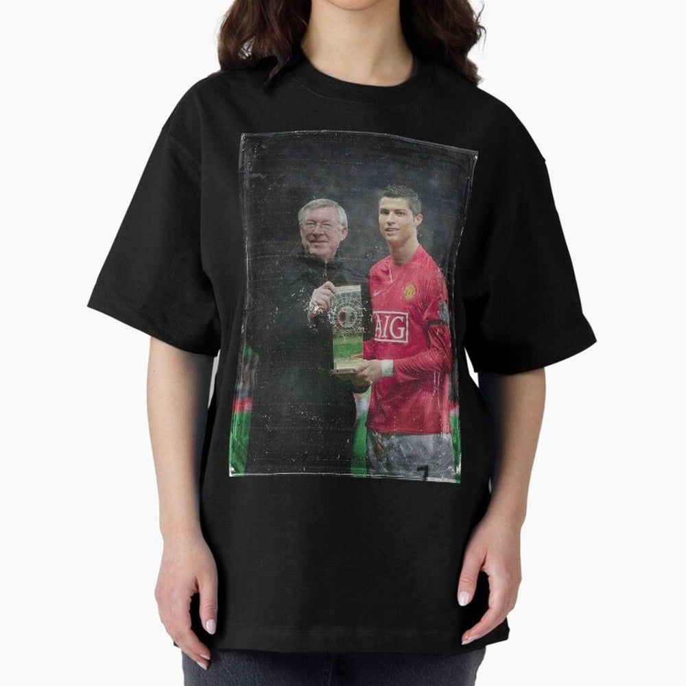 Cristiano Ronaldo and Sir Alex Ferguson Oversized T-Shirt Celebrate the Biggest Stage of FIFA World Cup 2026 USA Canada Mexico for Fans of Neymar and Netherlands, Bringing Championship Spirit, Famous Goals, Roaring Crowds and International Football