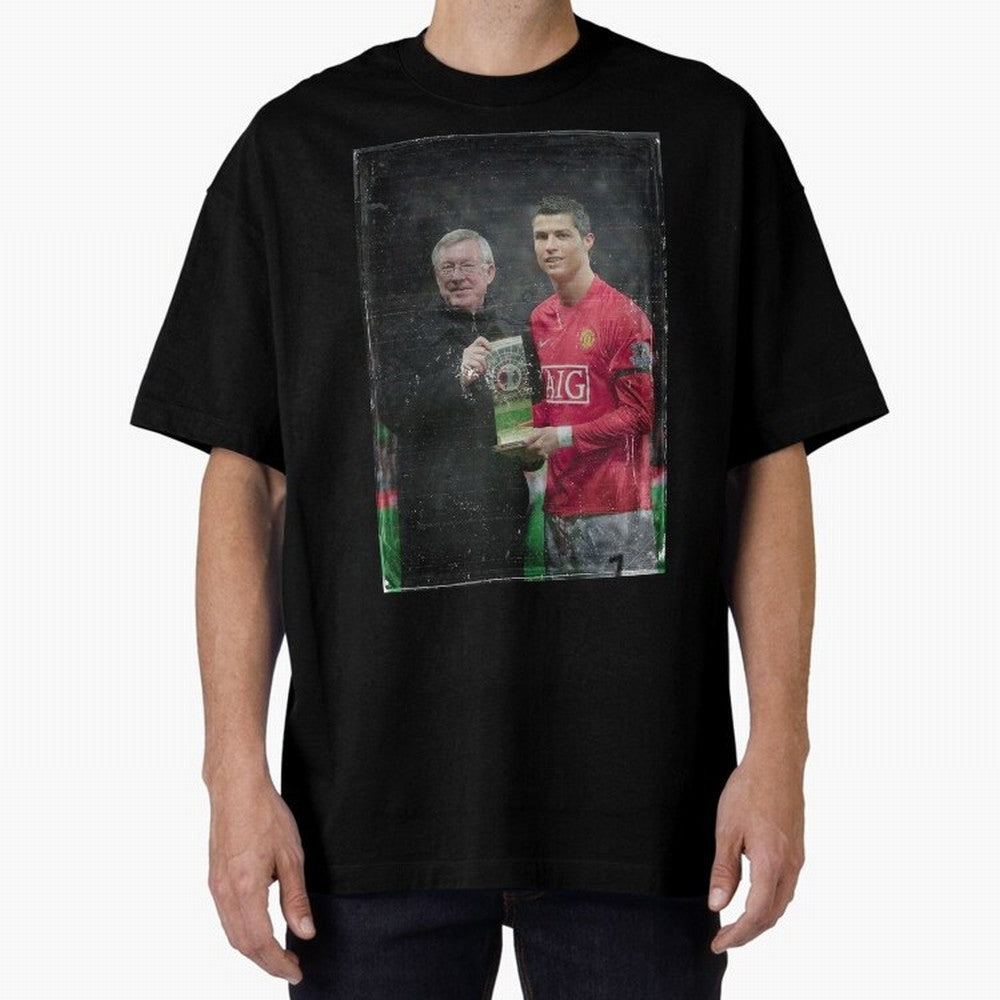 Cristiano Ronaldo and Sir Alex Ferguson Oversized T-Shirt Celebrate the Biggest Stage of FIFA World Cup 2026 USA Canada Mexico for Fans of Neymar and Netherlands, Bringing Championship Spirit, Famous Goals, Roaring Crowds and International Football