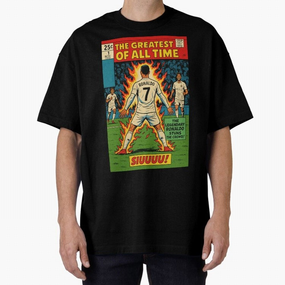 CR7 comic cover Oversized T-Shirt Show Up for the Glory of FIFA World Cup 2026 USA Canada Mexico Driven by Cristiano Ronaldo, Haaland and CR7, Spain Energy, Global Supporter Spirit, Legendary Goals, National Colors and Tournament Celebration;