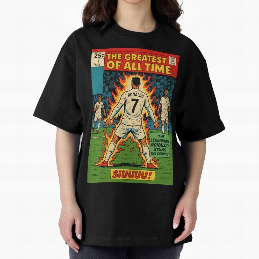 CR7 comic cover Oversized T-Shirt Show Up for the Glory of FIFA World Cup 2026 USA Canada Mexico Driven by Cristiano Ronaldo, Haaland and CR7, Spain Energy, Global Supporter Spirit, Legendary Goals, National Colors and Tournament Celebration;