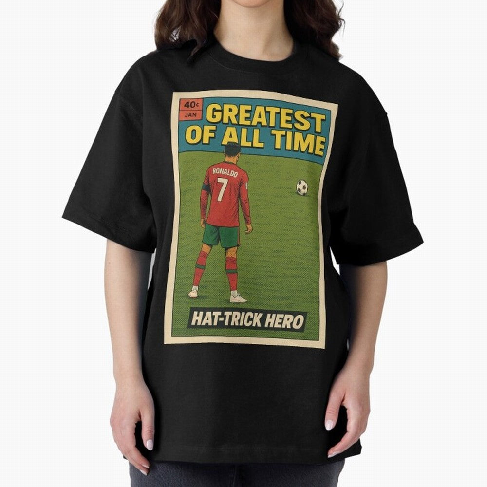 CR7 Comic Oversized T-Shirt Feel Match Day Hype around FIFA World Cup 2026 USA Canada Mexico, Neymar, Portugal, Spain and Germany, Global Supporter Spirit, Legendary Goals, National Colors and Tournament Celebration; Ideal for Football Dads,