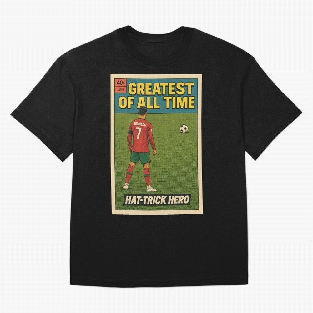 CR7 Comic Oversized T-Shirt Feel Match Day Hype around FIFA World Cup 2026 USA Canada Mexico, Neymar, Portugal, Spain and Germany, Global Supporter Spirit, Legendary Goals, National Colors and Tournament Celebration; Ideal for Football Dads,