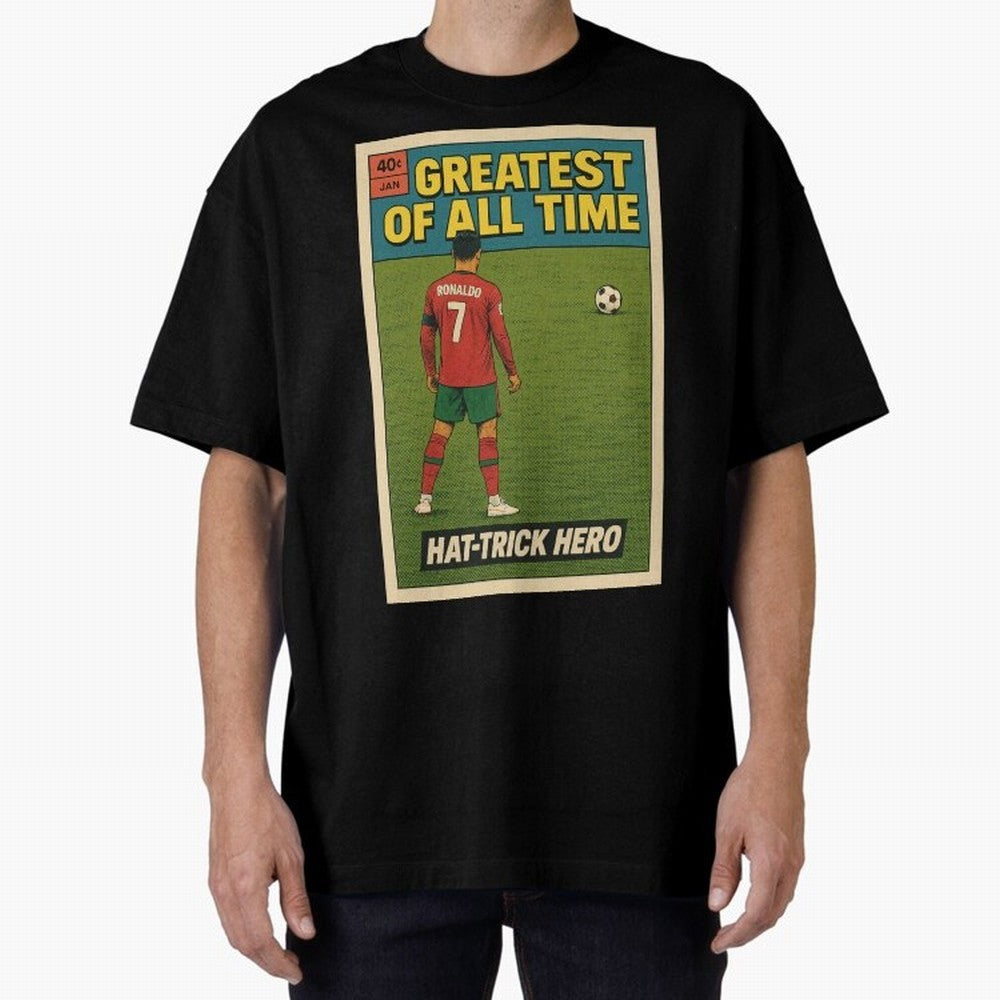 CR7 Comic Oversized T-Shirt Feel Match Day Hype around FIFA World Cup 2026 USA Canada Mexico, Neymar, Portugal, Spain and Germany, Global Supporter Spirit, Legendary Goals, National Colors and Tournament Celebration; Ideal for Football Dads,
