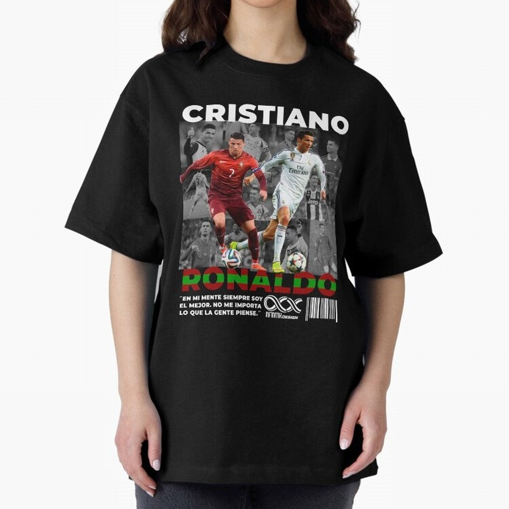 Cristiano Ronaldo Collage Oversized T-Shirt Bring Trophy Dreams to FIFA World Cup 2026 for Fans of Cristiano Ronaldo, Haaland and CR7 and Portugal, Bringing Football Passion, Legendary Performances, Festival Vibes and Supporter Community; Perfect
