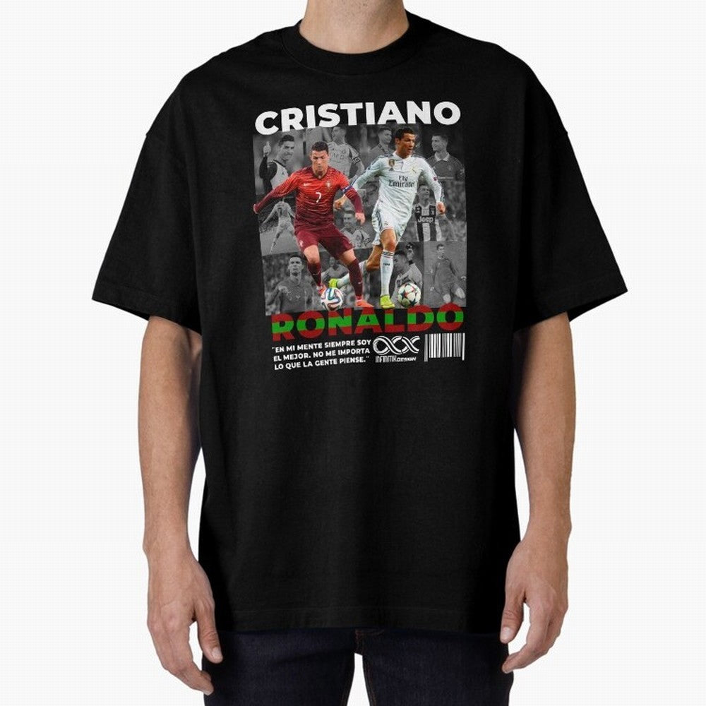 Cristiano Ronaldo Collage Oversized T-Shirt Bring Trophy Dreams to FIFA World Cup 2026 for Fans of Cristiano Ronaldo, Haaland and CR7 and Portugal, Bringing Football Passion, Legendary Performances, Festival Vibes and Supporter Community; Perfect