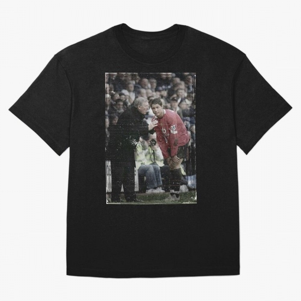 Sir Alex Ferguson and Cristiano Ronaldo Oversized T-Shirt Support Your Favorite Stars during Global Football Passion for FIFA World Cup 2026 Group Stage, Connected to Cristiano Ronaldo, France, Retro Football Energy, Iconic Rivalries, Trophy Chase