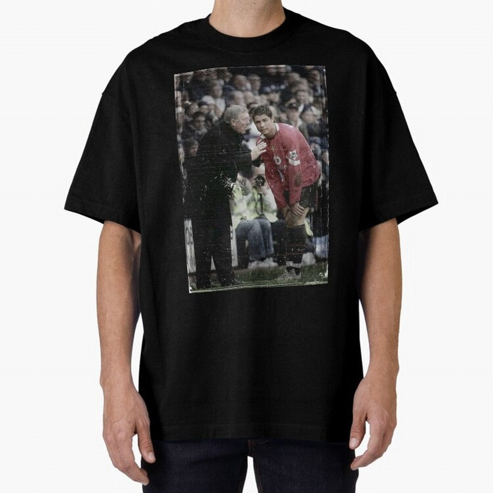 Sir Alex Ferguson and Cristiano Ronaldo Oversized T-Shirt Support Your Favorite Stars during Global Football Passion for FIFA World Cup 2026 Group Stage, Connected to Cristiano Ronaldo, France, Retro Football Energy, Iconic Rivalries, Trophy Chase