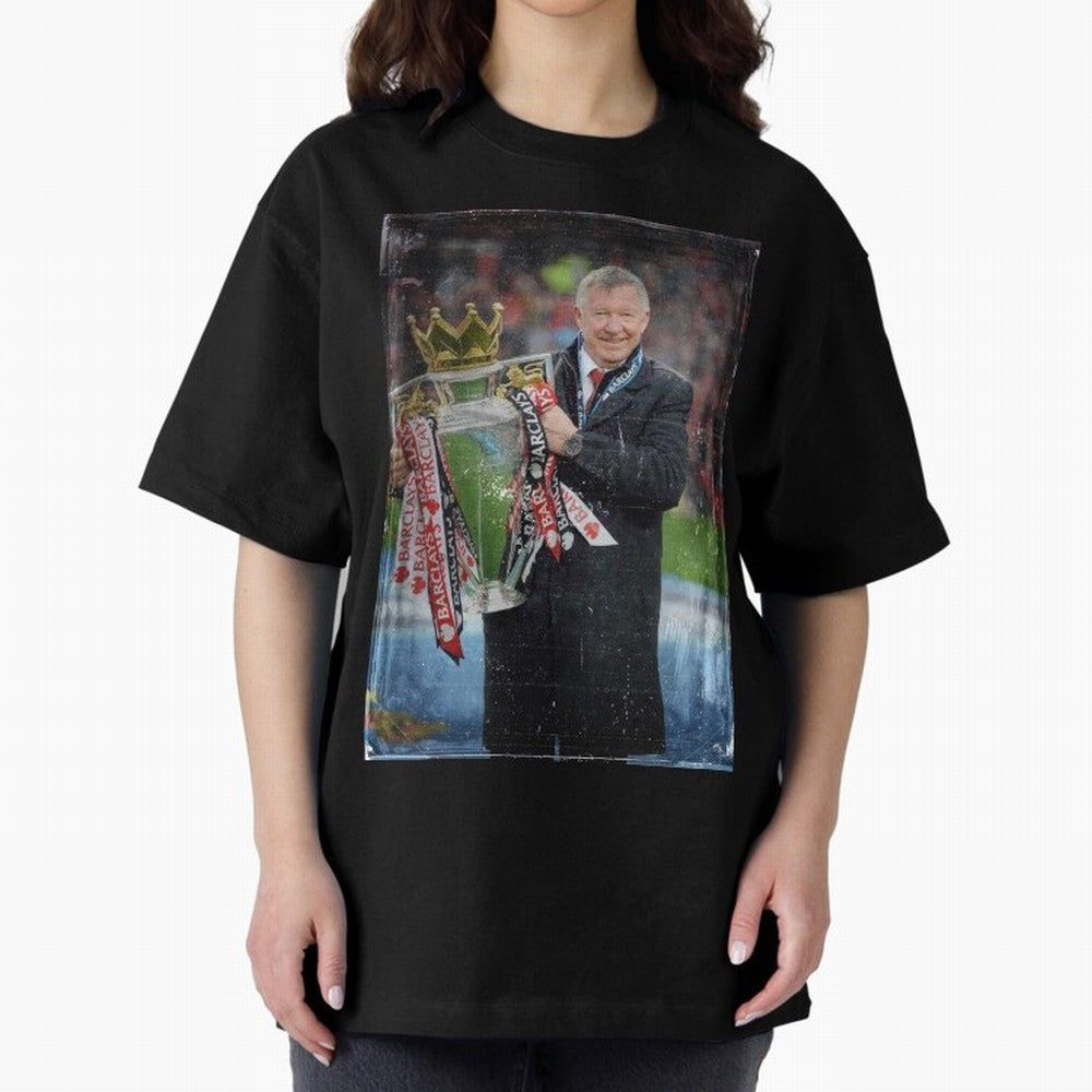 Sir Alex Ferguson Champion Oversized T-Shirt Capture Match Day Hype around FIFA World Cup 2026, Cristiano Ronaldo, Haaland and CR7, Argentina and Brazil, Retro Football Energy, Iconic Rivalries, Trophy Chase Drama and Stadium Atmosphere; Ideal for