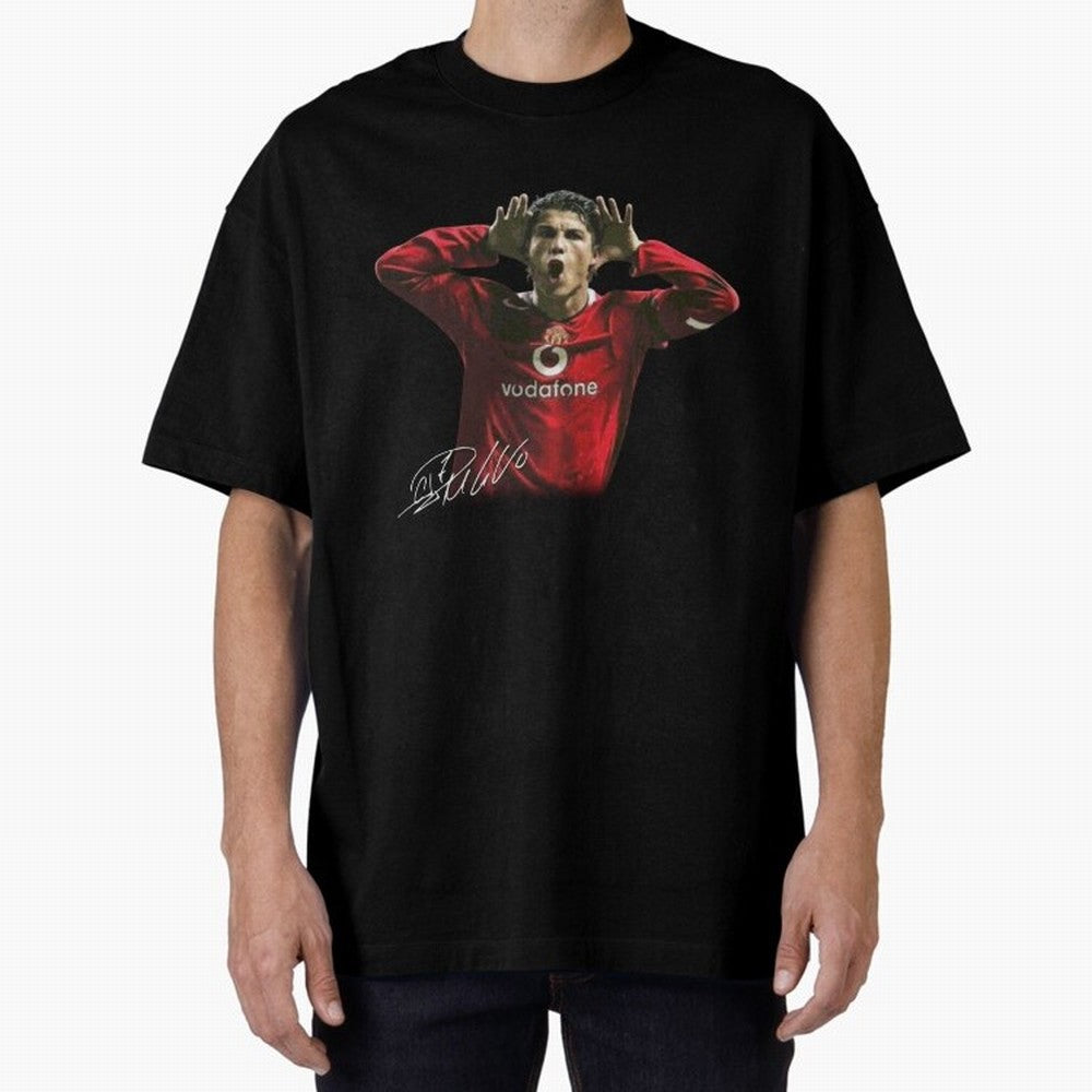 Cristiano Ronaldo T-Shirt Young Manchester Ronaldo - Celebration Oversized T-Shirt Bring Trophy Dreams to FIFA World Cup 2026 Spirit, Connected to England and Germany, Mbappe, Champion Mindset, Group Stage Buzz, Knockout Tension and Passionate Fan