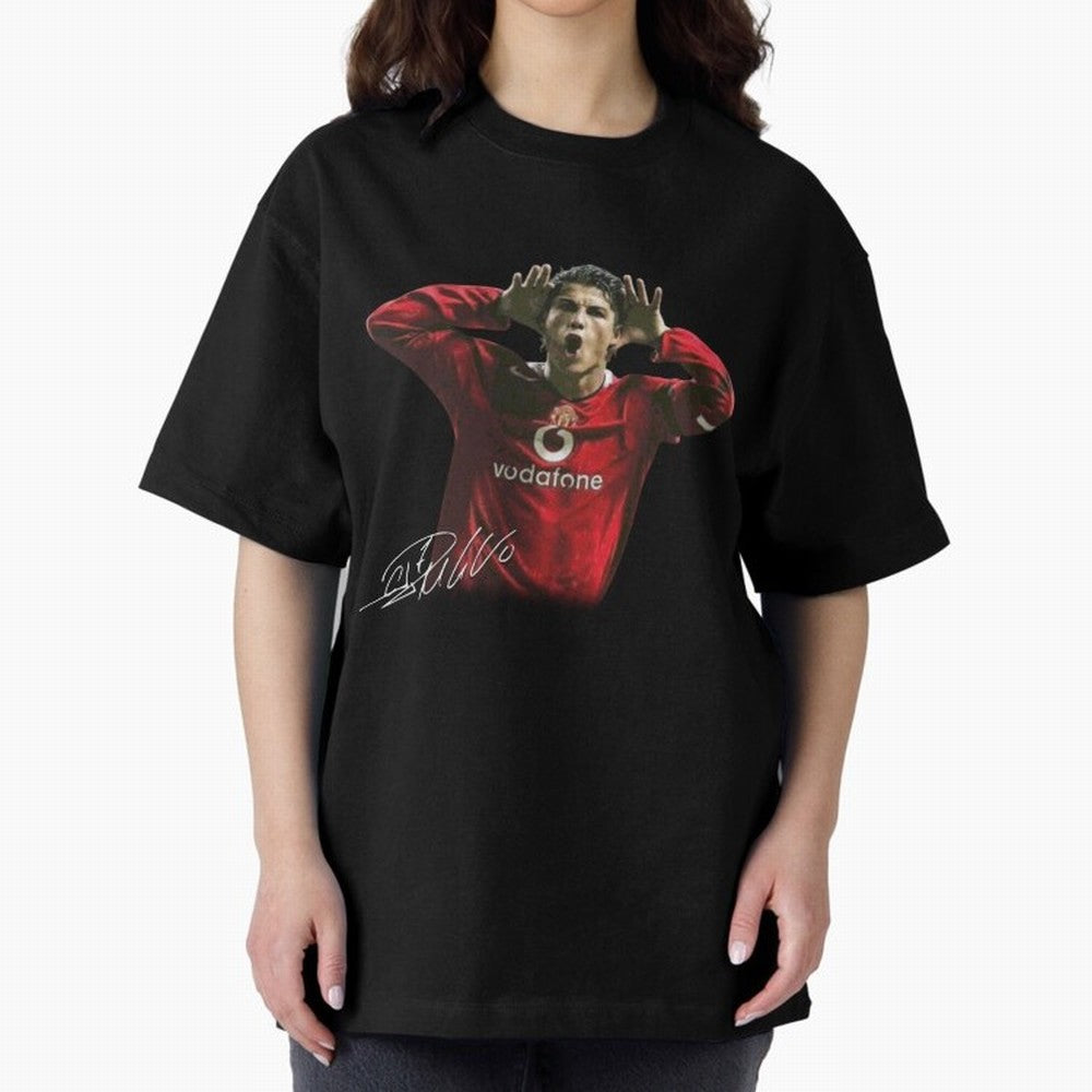 Cristiano Ronaldo T-Shirt Young Manchester Ronaldo - Celebration Oversized T-Shirt Bring Trophy Dreams to FIFA World Cup 2026 Spirit, Connected to England and Germany, Mbappe, Champion Mindset, Group Stage Buzz, Knockout Tension and Passionate Fan