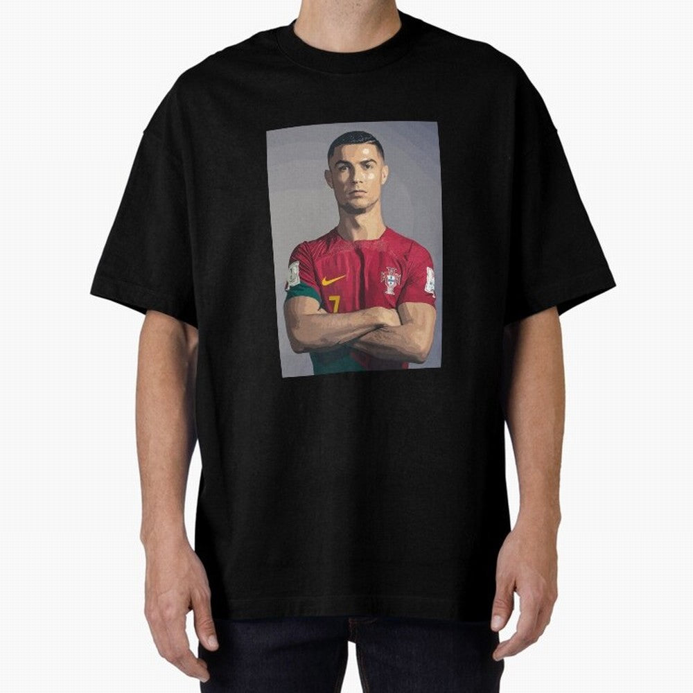 Cristiano Ronaldo Oversized T-Shirt Step into FIFA World Cup 2026 for Fans of Cristiano Ronaldo and France and Portugal, Bringing Retro Football Energy, Iconic Rivalries, Trophy Chase Drama and Stadium Atmosphere; Great for Supporters Who Love