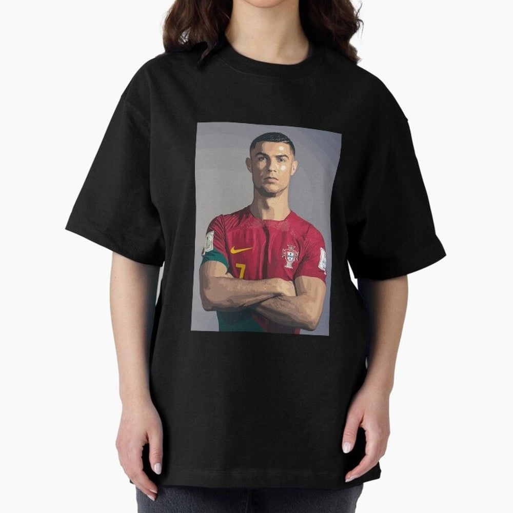 Cristiano Ronaldo Oversized T-Shirt Step into FIFA World Cup 2026 for Fans of Cristiano Ronaldo and France and Portugal, Bringing Retro Football Energy, Iconic Rivalries, Trophy Chase Drama and Stadium Atmosphere; Great for Supporters Who Love
