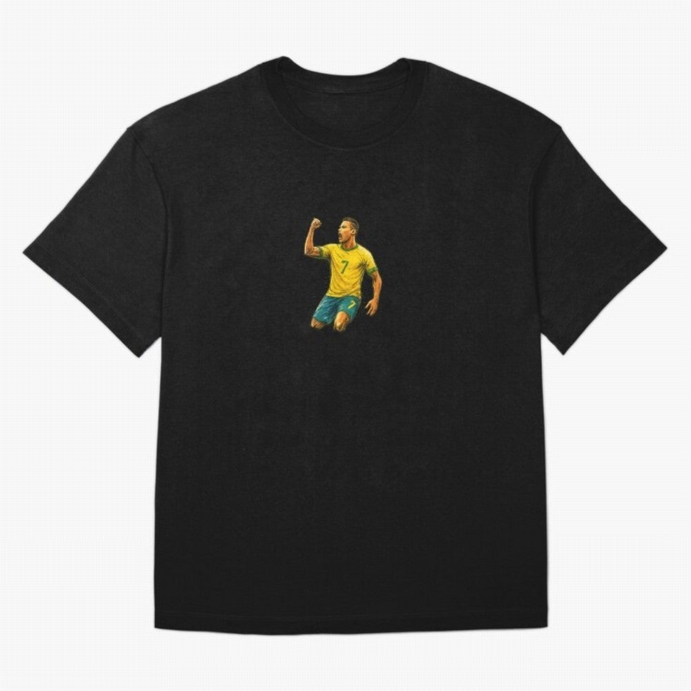 Energetic Soccer Celebration ¨C Number 7 Sketch Art Oversized T-Shirt Make Your Look Match FIFA World Cup 2026 Group Stage for Fans of CR7 and Argentina and Brazil, Bringing Global Supporter Spirit, Legendary Goals, National Colors and Tournament