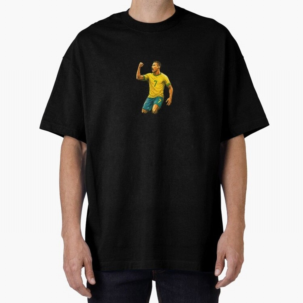 Energetic Soccer Celebration ¨C Number 7 Sketch Art Oversized T-Shirt Make Your Look Match FIFA World Cup 2026 Group Stage for Fans of CR7 and Argentina and Brazil, Bringing Global Supporter Spirit, Legendary Goals, National Colors and Tournament