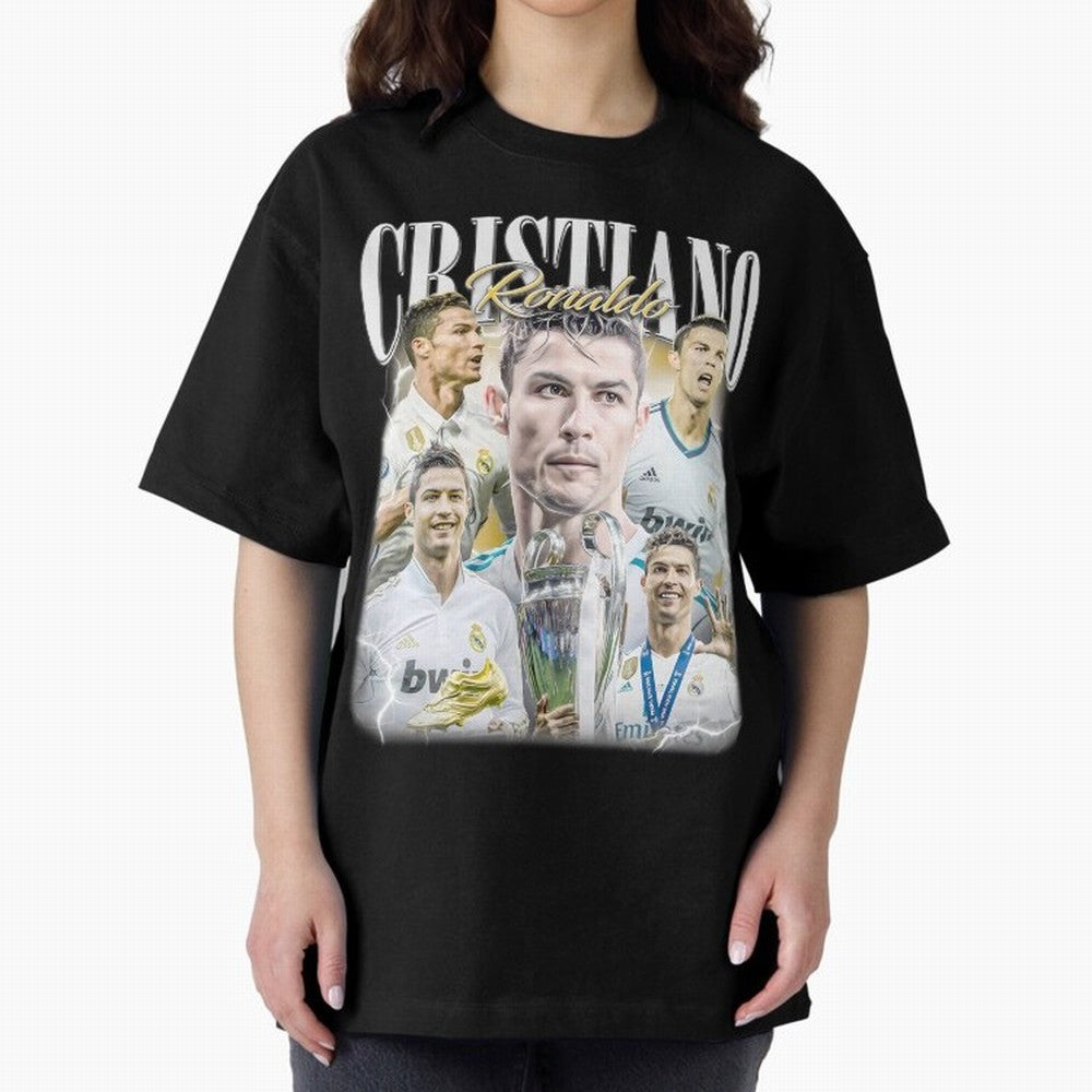 Cr7 Vintage Tribute: Soccer Legend Collage | Limited Edition Oversized T-Shirt Honor the Football Icons of Match Day Hype around FIFA World Cup 2026 Group Stage, Mbappe, France, Global Supporter Spirit, Legendary Goals, National Colors and