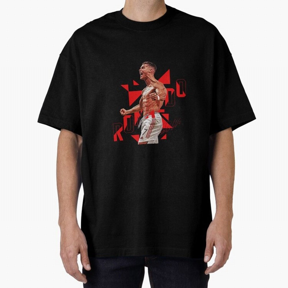 Cristiano Ronaldo Oversized T-Shirt Represent Football Lovers during FIFA World Cup 2026 USA Canada Mexico for Fans of Mbappe and Brazil, Portugal and Argentina, Bringing Retro Football Energy, Iconic Rivalries, Trophy Chase Drama and Stadium