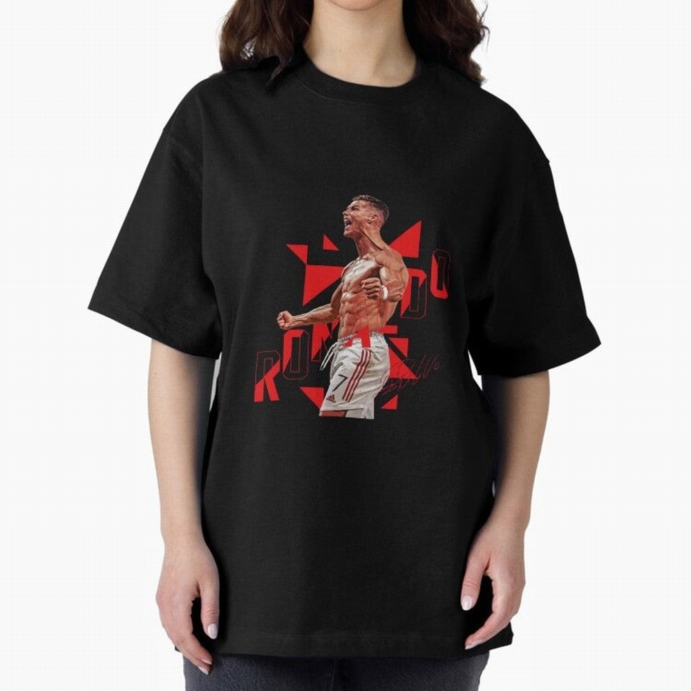 Cristiano Ronaldo Oversized T-Shirt Represent Football Lovers during FIFA World Cup 2026 USA Canada Mexico for Fans of Mbappe and Brazil, Portugal and Argentina, Bringing Retro Football Energy, Iconic Rivalries, Trophy Chase Drama and Stadium