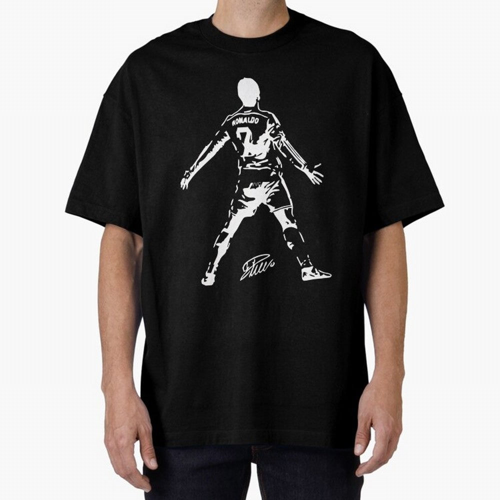 Retro Football Player Celebration Silhouette Artwork For Men And Gift For Soccer Fans Oversized T-Shirt Celebrate Football Dreams Across FIFA World Cup 2026 Spirit, Made for Argentina, Neymar, Tournament Hype, Historic Matchups, Family Viewing