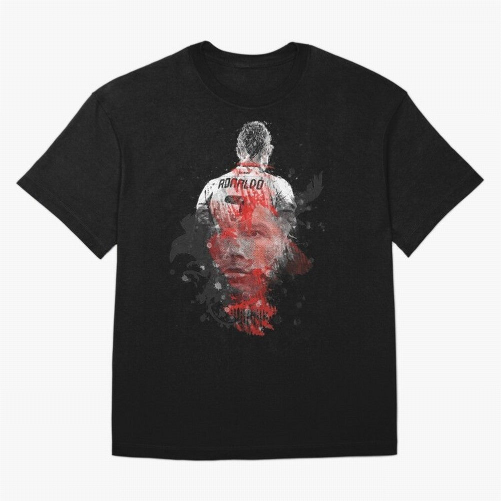 Abstract Football Player Portrait Retro Poster Art For Men, Gift For Soccer Fans Oversized T-Shirt Wear the Spirit of Global Football Passion for FIFA World Cup 2026, Driven by Mbappe, Germany, Championship Spirit, Famous Goals, Roaring Crowds and