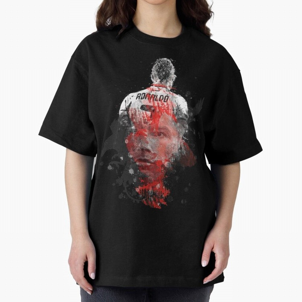 Abstract Football Player Portrait Retro Poster Art For Men, Gift For Soccer Fans Oversized T-Shirt Wear the Spirit of Global Football Passion for FIFA World Cup 2026, Driven by Mbappe, Germany, Championship Spirit, Famous Goals, Roaring Crowds and