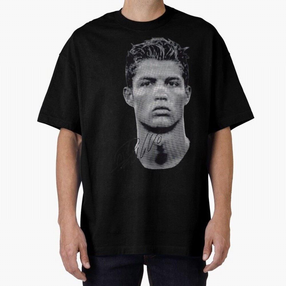 Retro Football Legend Portrait Illustration For Men And Gift For Soccer Fans Oversized T-Shirt Represent FIFA World Cup 2026 USA Canada Mexico for Fans of Mbappe and Brazil, Portugal and Argentina, Bringing Goal Celebration Energy, Supporter