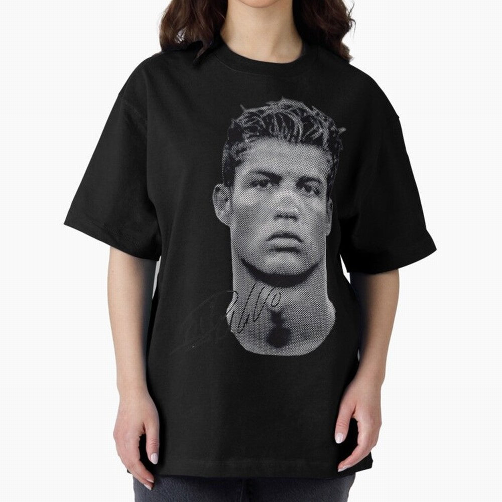 Retro Football Legend Portrait Illustration For Men And Gift For Soccer Fans Oversized T-Shirt Represent FIFA World Cup 2026 USA Canada Mexico for Fans of Mbappe and Brazil, Portugal and Argentina, Bringing Goal Celebration Energy, Supporter