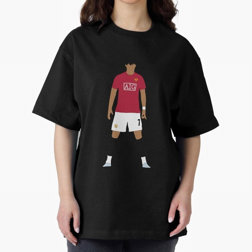 Cristiano Ronaldo Iconic Stance Fan Art Oversized T-Shirt Enjoy FIFA World Cup 2026 with Messi, CR7 and Mbappe, England, France and Netherlands Energy, Tournament Hype, Historic Matchups, Family Viewing Parties and Global Sports Pride; Perfect for