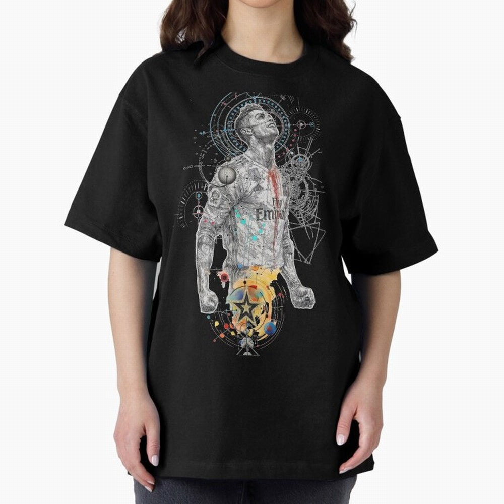 Cristiano Ronaldo Football Playmaker Oversized T-Shirt Live for the Drama of Global Football Passion for FIFA World Cup 2026 Group Stage, Featuring Haaland and Mbappe, England, Football Passion, Legendary Performances, Festival Vibes and Supporter